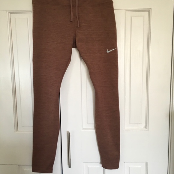 Nike Racer Warm Running Tights Leggings Brown Size L - Picture 10 of 12